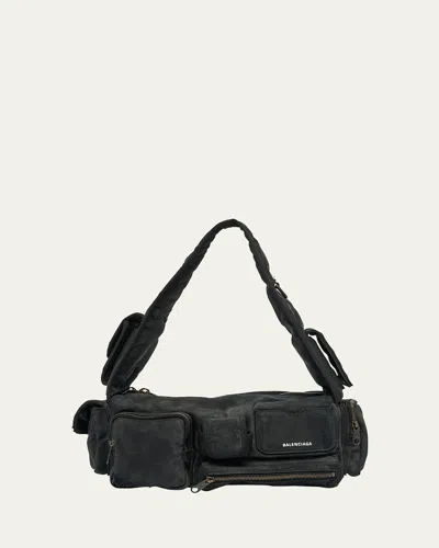 Balenciaga Men's Superbus Nylon Shoulder Sling Bag In Noir