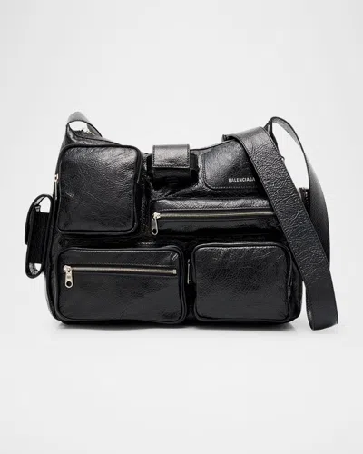 Balenciaga Men's Superbusy Arena Lambskin Messenger Bag