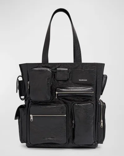 Balenciaga Men's Superbusy Multi-pocket Tote Bag In 1000 Black