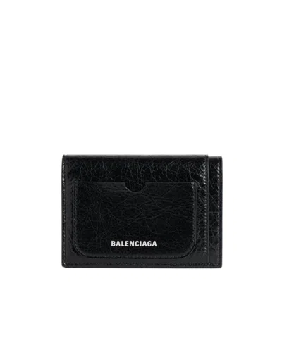 Balenciaga Men's Superbusy Vertical Bifold Wallet In Black