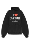 Balenciaga Large Fit Graphic Hoodie In Black