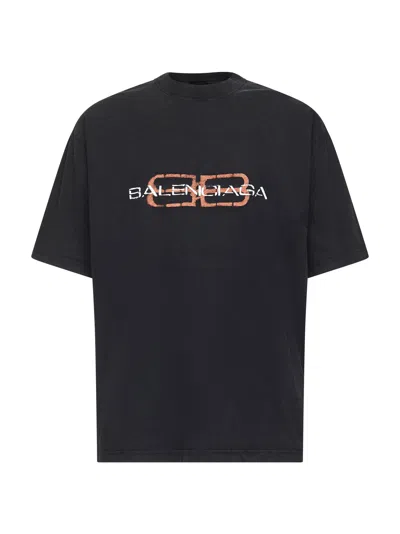 Balenciaga Men T-shirt B Icon Stencil In Black