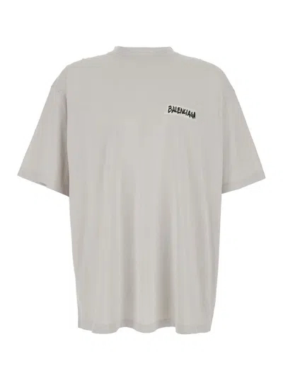 Balenciaga Men Tape Medium Fit T-shirt In White