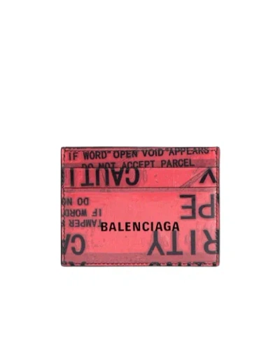 BALENCIAGA MEN'S TAPE TYPE CARD HOLDER IN BLACK/RED