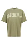 Balenciaga Crew Neck Distressed Neckline Graphic Print In Verde Chiaro