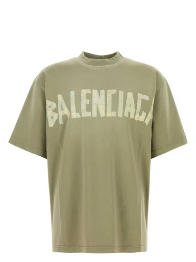 BALENCIAGA MEN'S TAPE TYPE COTTON T-SHIRT