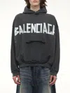 Balenciaga Black Hoodie With Logo Lettering On The Front And Logo Print On The Back In Cotton Man