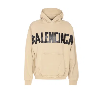 Balenciaga Men Tape Type Ripped Pocket Hoodie In Yellow