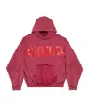 Balenciaga Red Hoodie With Logo Lettering On The Front And Logo Print On The Back In Cotton Man In Raspberry Color
