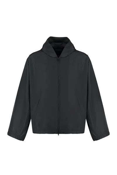 Balenciaga Technical Fabric Hooded Full-zip Jacket In Black