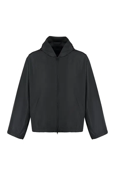 Balenciaga Men's Technical Fabric Hooded Full-zip Jacket For Fw23 In Black