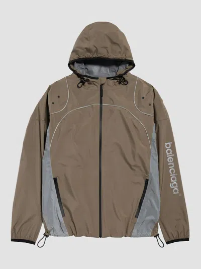 Balenciaga Reflective Techwear Zip-up Jacket In Brown