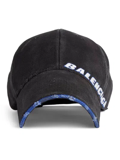 Balenciaga Men Tilted Typo Cap In Black