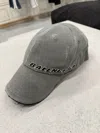 Balenciaga Tilted Typo Distressed Cotton Twill Baseball Cap In Gray