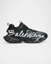 Balenciaga Men's Track Signature Mesh Runner Sneakers In 1090 Black/white