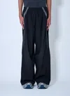 Balenciaga Men Black Oversized Tracksuit Pants With Contrasting Yokes In Tech Fabric Man In Black