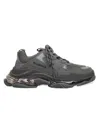 Balenciaga Men's Triple S Clear Sole Sneakers In Dark Grey