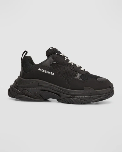 Balenciaga Men's Triple S Mesh Runner Sneakers In 1000 Black