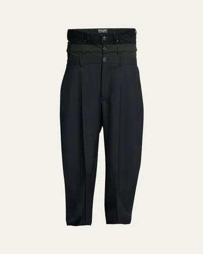 Balenciaga Men's Triple Waistband Trousers In Black