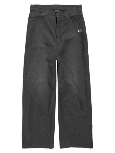 Balenciaga Logo Patch Wide-leg Jeans In Multi