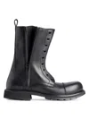 Balenciaga Rugged Leather Ankle Boots With Chunky Sole In Animal Print