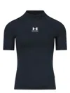 Balenciaga Men's Under Amour Mock Neck Short Sleeve T-shirt In Black