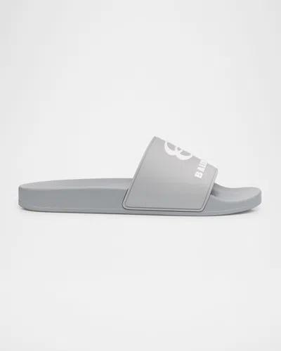 BALENCIAGA MEN'S UNITY LOGO SLIDE SANDALS