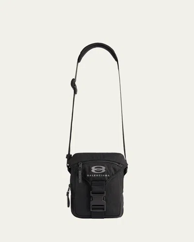 Balenciaga Men's Unity Nylon Crossbody Zip Pouch In Black