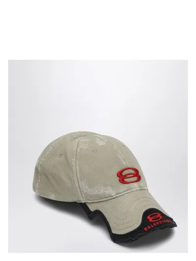BALENCIAGA MEN'S UNITY SPORTS ICON BEIGE/RED BASEBALL CAP | SIZE MEDIUM | 808790410B2