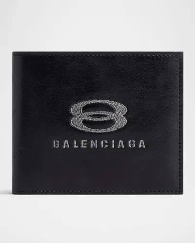 Balenciaga Men's Unity Square Bifold Wallet In 1000 Black