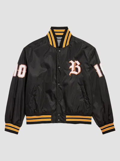 Balenciaga Varsity Bomber Jacket Twill Relaxed Fit In Brown