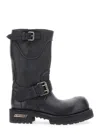 Balenciaga Venom Boots In Black Calf Leather In Animal Print
