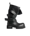 Balenciaga Mid-calf Leather Boots Rubber Sole In Black