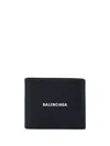 Balenciaga Black Wallet With Contrasting Logo Print In Leather Man In Black