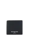 Balenciaga Leather Bi-fold Wallet With Clean Lines In Black