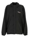 Balenciaga Polyester Jacket With Elastic Cuffs And Hooded Design In Black