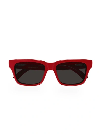 Balenciaga Men's Weekend Bb0346s 55mm Square Sunglasses In Red Dark Grey
