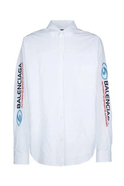Balenciaga Men's White Cotton Poplin Shirt For Ss24