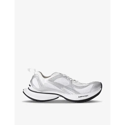 BALENCIAGA MENS BALENCIAGA CIRCUIT LOGO-EMBOSSED LEATHER AND MESH LOW-TOP TRAINERS