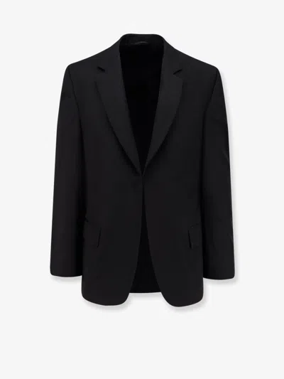 Balenciaga Men Wool Blazer With Modal Insert In Black