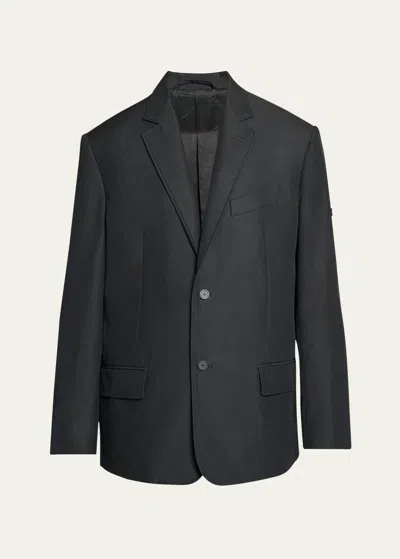 Balenciaga Men's Wool Ripstop Loose-fit Sport Coat In Gray