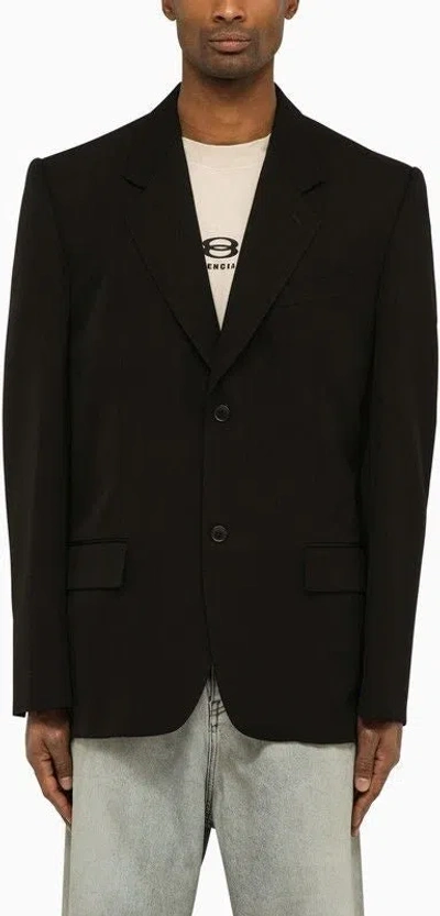 BALENCIAGA MEN'S WOOL SINGLE-BREASTED JACKET
