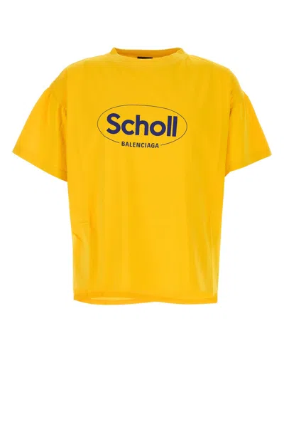 Balenciaga Men Yellow Cotton Oversize T-shirt