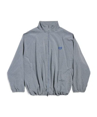 Balenciaga Men's Zip-up Jacket In Beige/blue In Gray
