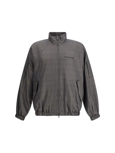 BALENCIAGA BALENCIAGA MEN ZIPPED JACKET WITH BROWN AND BLUE CHECKED MOTIF