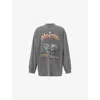 Balenciaga Mens Super Faded Wash Blk Graphic-print Oversized Cotton T-shirt Xs In Gray