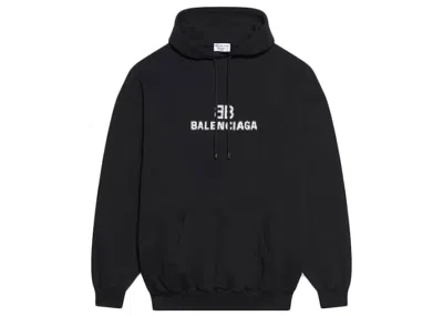 Pre-owned Balenciaga Mens Bb Pixel Medium Fit Hoodie In Black