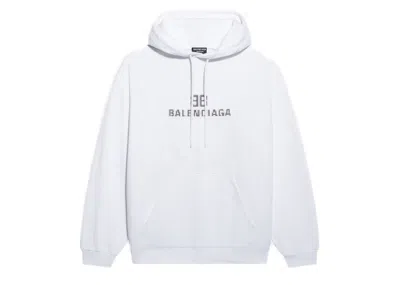 Pre-owned Balenciaga Mens Bb Pixel Medium Fit Hoodie In White
