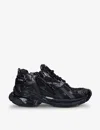 Balenciaga Men Runner Mesh And Leather Sneakers In Black