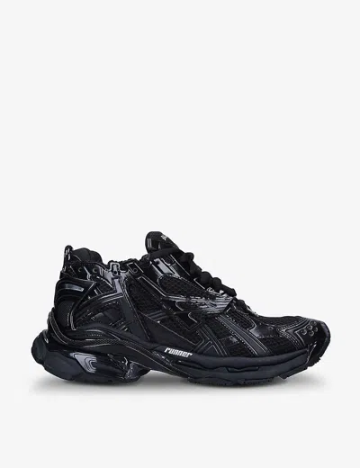 BALENCIAGA MENS BLACK MEN'S RUNNER MESH AND FAUX-LEATHER LOW-TOP TRAINERS,50887478